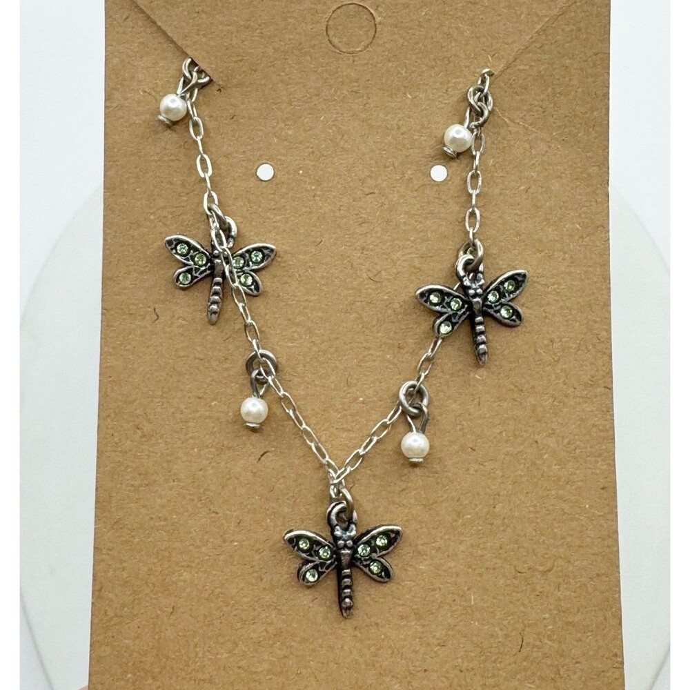 Top Shelf Jewelry Silver Dragonfly Pearl Necklace Whimsical Bohemian Fairycore